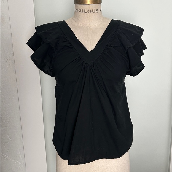 Nation Los Angeles black flutter sleeve blouse small - Picture 1 of 8